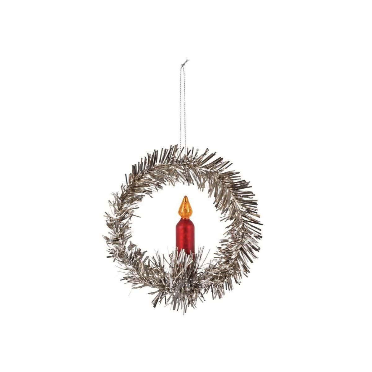 Wreath with Candle Ornament